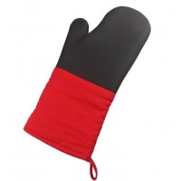 Popular sold safety heat resistant red cotton canvas eco-friendly microwave oven gloves cooking tool