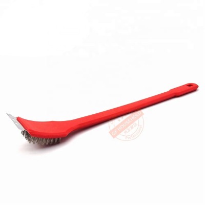 Amazon New Design Red Steel Wire Grill Brush With Steel scraper