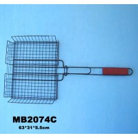 NON-STICK BBQ NET MESH WITH WOODEN HANDLE