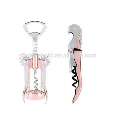 Rose gold Luxurious Vintage Charm Copper-Plated Copper Double Hinged Waiter's Corkscrew Winged Corkscrew Metallic