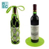 Multipurpose Reusable Silicone Wine Bottle Carrier Water Bottle Tote Bags, Cup Coaster, Wine Bottle Mesh Basket for Picnic