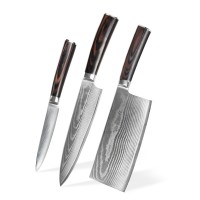 Wholesale Utility High Quality With Red  Wooden Handle Damascus Kitchen Knife Set